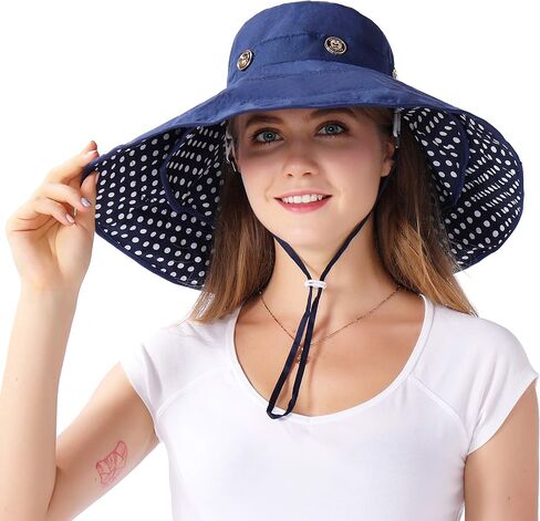 Packable Extra Large Brim Floppy Sun Hat Reversible UPF 50+ Beach Sun Bucket Hat in Kuwait