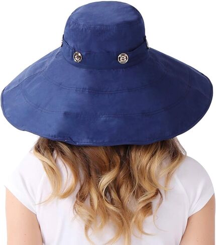 Packable Extra Large Brim Floppy Sun Hat Reversible UPF 50+ Beach Sun Bucket Hat in Kuwait