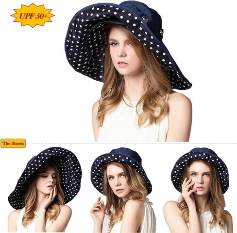 Packable Extra Large Brim Floppy Sun Hat Reversible UPF 50+ Beach Sun Bucket Hat in Kuwait