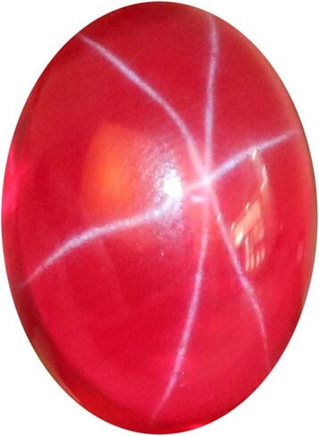 REAL-GEMS 6 Rays Red Star Ruby 9.55 Ct. Perfect Oval Shape Cabochon Loose Gemstone For Pendant Jewlery Making in Kuwait