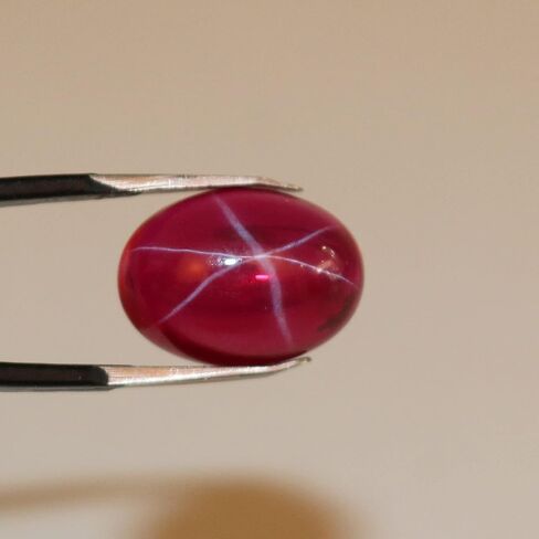 REAL-GEMS 6 Rays Red Star Ruby 9.55 Ct. Perfect Oval Shape Cabochon Loose Gemstone For Pendant Jewlery Making in Kuwait