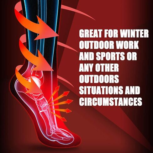 جوارب WISSBLUE السميكة للتدفئة، جوارب دافئة قابلة لإعادة الشحن، تستخدم للتزلج، في الهواء الطلق، الشتاء in Kuwait