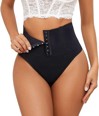 LJVOGUES Tummy Control Shapewear Thong Women with Bones, Seamless Mid Waist Body Shaper Panties Girdle Shaping Underwear in Saudi Arabia