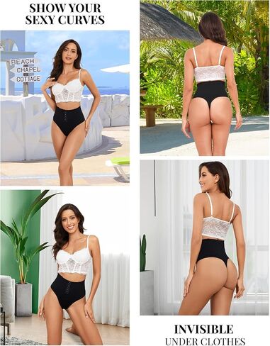 LJVOGUES Tummy Control Shapewear Thong Women with Bones, Seamless Mid Waist Body Shaper Panties Girdle Shaping Underwear in Saudi Arabia