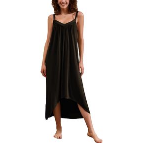 Ekouaer Womens Nightgown Sleeveless Long Nightshirt Full Slip Night Dress Plus Size Sleepshirt Chemise Lounge Dress