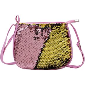 Orityle Kids Girls Crossbody Purse Bling Glitter Flip Sequin Small Purse Cute Zipper Handbag Shoulder Bag