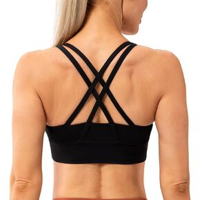 Lavento Women's Strappy Sports Bra Medium Support Workout Training Top in Kuwait