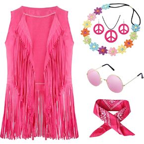 CICOCI 70s ديسكو ملابس للنساء 60s الهبي زي راعية البقر ملابس هامش سترة بوهو شرابة أكمام السلام الملحقات in Kuwait