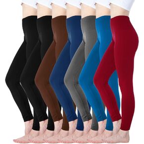 Diravo 7 Pack Fleece Lined Leggings Womens Fashion High Waist Tummy Control Leggings for Women Winter Warm