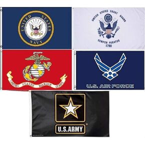 Wholesale Lot 5 3x5 Branches Military USAF USCG USMC (EGA) Army Navy Set Flag 3'x5' #6 Fade Resistant Double Stitched Premium Quality
