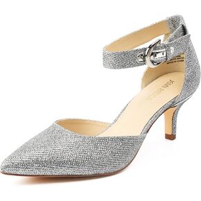 JENN ARDOR Women's Kitten Heel Pumps Ladies Closed Pointed Toe D'Orsay Ankle Strap Dress Stiletto