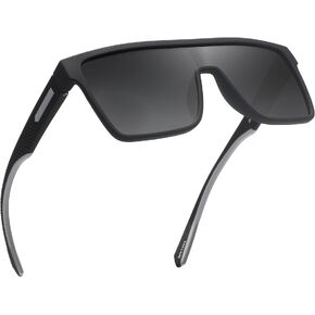 GLINDAR Polarized Shield Sunglasses for Men, Oversized Square Flat Top Sports Glasses