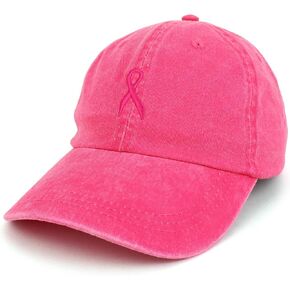 Armycrew Small Breast Cancer Awareness Ribbon Embroidered Washed Cotton Cap