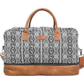 Oflamn Weekender Travel Bag for Women - Bohemian Style Duffle Carry-On Luggage with Separate Shoe Compartment - Ideal for 1-3 Days and Overnight Travel