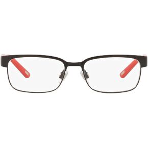 Polo Ralph Lauren Unisex Adult PP8036 Rectangular Prescription Eyewear Frames, Matte Black with Shiny Black On Red/Demo Lens, 46 mm