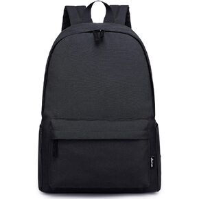 abshoo Lightweight Casual Unisex Teen Boys Girls Backpack for School Solid Color Bookbag for Women Men (Black)