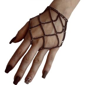 BETHYNAS Boho شرابة سلسلة سوار مع الرقيق البنصر الغجر سلسلة حلقة اليد تسخير الشرير القوطي اليد سلسلة القوطي التبعي للنساء الفتيات (أسود) in Kuwait