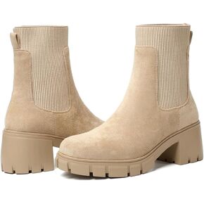 GOUPSKY Womens Ankle Boots Lug Sole Comfortable Slip On Chelsea Booties Elastic Gore in Kuwait