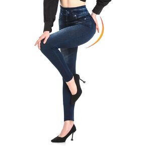 Seamaid Jean Look Leggings Jeggings for Women High Waist Tummy Control with Back Pockets, Denim Print Fake Jean in Kuwait