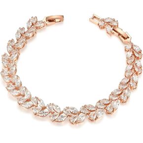 SWEETV Wedding Bridal Bracelet for Brides, Cubic Zirconia Classic Tennis Bracelet for Women Jewelry Gift