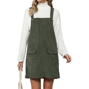 luvamia Corduroy Overall Dress for Women Adjustable Straps Casual Fashion Overalls Pinafore Short Dresses with Pockets in Kuwait