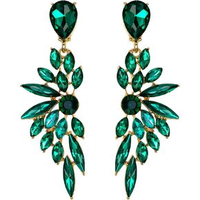 BriLove Women's Wedding Bridal Crystal Teardrop Multi Marquise Cluster Bling Dangle Earrings