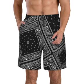 HPOPLACE Men's Swim Trunks Black Bandanas Quick Dry Beach Short Swimwear Bathing Suits in Saudi Arabia
