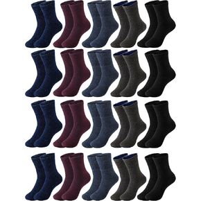20 Pairs Men's Wool Socks Bulk Thermal Winter Gift Socks Thick Cozy Interior Warm Boot Socks for Women Men Cold Weather Christmas Hiking Camping Skiing in Saudi Arabia
