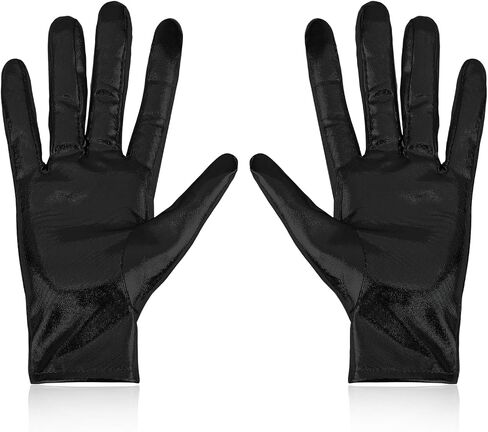 Yolev Women's Shiny Metallic Gloves Halloween Cosplay Costume Gloves Opera Gloves 20's Fancy Flapper Evening Accessories for Women and Girls (Black) in Saudi Arabia