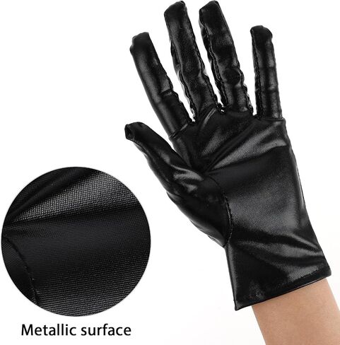 Yolev Women's Shiny Metallic Gloves Halloween Cosplay Costume Gloves Opera Gloves 20's Fancy Flapper Evening Accessories for Women and Girls (Black) in Saudi Arabia