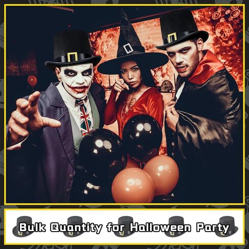 Hoosige 12 Pcs Black Pilgrim Hat for Men Thanksgiving Novelty Top Hats Cosplay Costume for Adult Man Women Holiday Halloween in Kuwait