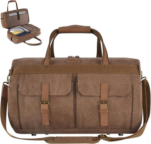 TSA Duffel Bag for Travel, 60L Canvas Duffle Bag for Men with 15.6" Laptop Compartment Airline Approved Carry on Travel Bags with Wet Pocket Water Resistant Gym Weekender Bags for Vacations, Trips in Kuwait