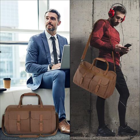 TSA Duffel Bag for Travel, 60L Canvas Duffle Bag for Men with 15.6" Laptop Compartment Airline Approved Carry on Travel Bags with Wet Pocket Water Resistant Gym Weekender Bags for Vacations, Trips in Kuwait