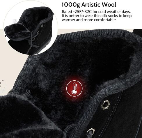 Jousen Men's Winter Boots Suede Snow Boot Leather Mid-Calf Shoes Warm Comfortable Lightweight Fur Lining Non-Slip Ankle Boots for Men in Saudi Arabia
