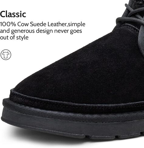 Jousen Men's Winter Boots Suede Snow Boot Leather Mid-Calf Shoes Warm Comfortable Lightweight Fur Lining Non-Slip Ankle Boots for Men in Saudi Arabia