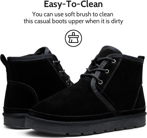 Jousen Men's Winter Boots Suede Snow Boot Leather Mid-Calf Shoes Warm Comfortable Lightweight Fur Lining Non-Slip Ankle Boots for Men in Saudi Arabia