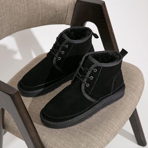 Jousen Men's Winter Boots Suede Snow Boot Leather Mid-Calf Shoes Warm Comfortable Lightweight Fur Lining Non-Slip Ankle Boots for Men in Saudi Arabia