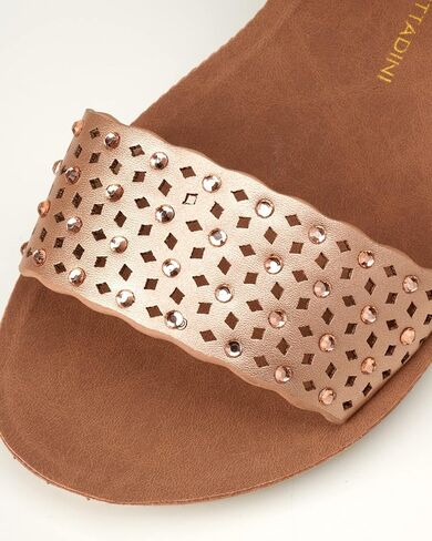 صنادل ADRIENNE VITTADINI للفتيات - صنادل مرصعة بأشرطة مع حزام كاحل مرن (طفل صغير/طفل صغير) in Kuwait