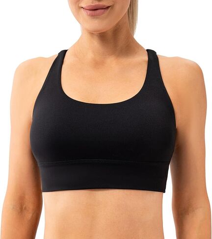 Lavento Women's Strappy Sports Bra Medium Support Workout Training Top in Kuwait