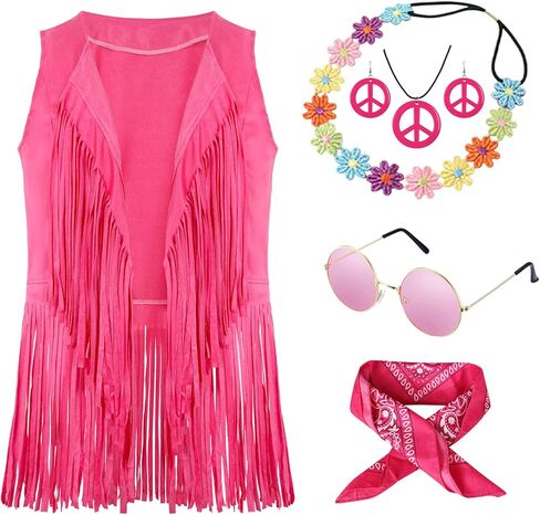 CICOCI 70s ديسكو ملابس للنساء 60s الهبي زي راعية البقر ملابس هامش سترة بوهو شرابة أكمام السلام الملحقات in Kuwait