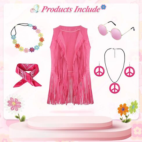 CICOCI 70s ديسكو ملابس للنساء 60s الهبي زي راعية البقر ملابس هامش سترة بوهو شرابة أكمام السلام الملحقات in Kuwait