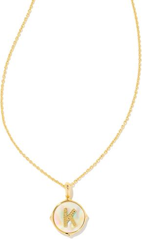 Kendra Scott Letter K 14k Gold-Plated Brass Disc Reversible Pendant Necklace in Iridescent Abalone, Fashion Jewelry for Women in Kuwait
