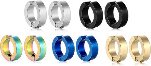 10 Pieces Non-Piercing Earrings Ear Clip Fake Ear Hoops for Men and Women Stainless Steel 5 Colors in Kuwait