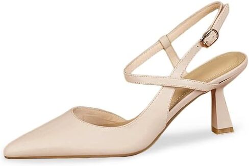 Womens Low Kitten Heel Closed Pointed Toe Slingback Pumps Heels Slip On Heeled Sandals Dress Shoes in Saudi Arabia