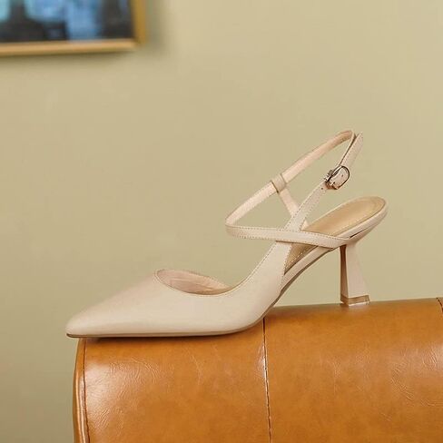 Womens Low Kitten Heel Closed Pointed Toe Slingback Pumps Heels Slip On Heeled Sandals Dress Shoes in Saudi Arabia