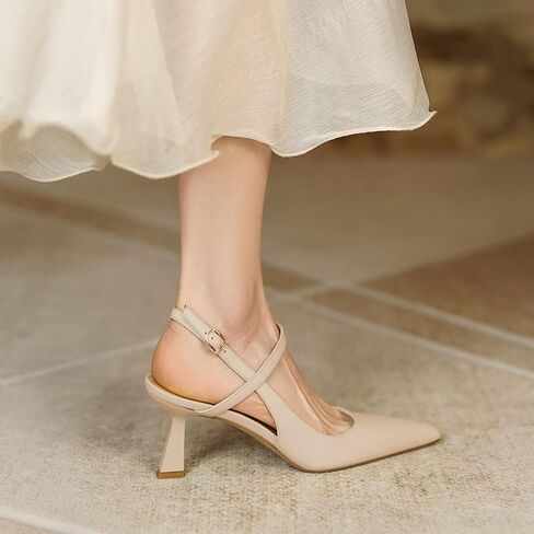 Womens Low Kitten Heel Closed Pointed Toe Slingback Pumps Heels Slip On Heeled Sandals Dress Shoes in Saudi Arabia