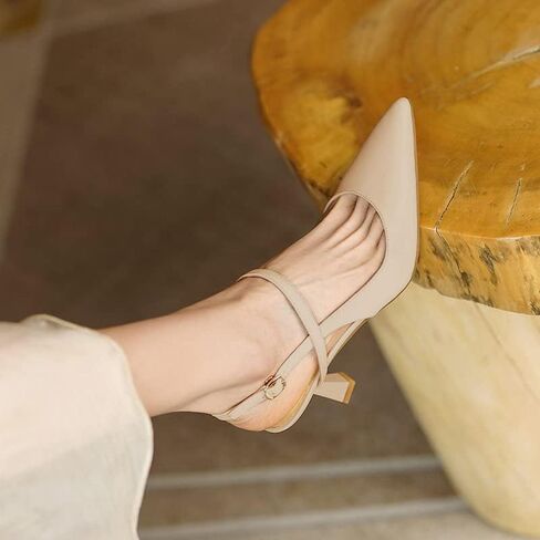 Womens Low Kitten Heel Closed Pointed Toe Slingback Pumps Heels Slip On Heeled Sandals Dress Shoes in Saudi Arabia