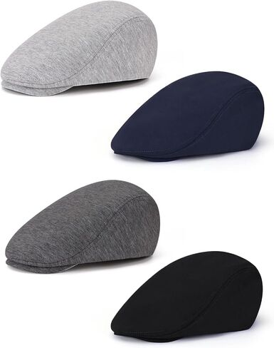 Airsky Set of 4 Men's Newsboy Hat Soft Cotton Ivy Paperboy Hat Flat Cabbie Cap for Men in Kuwait