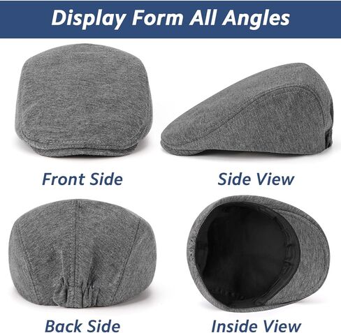 Airsky Set of 4 Men's Newsboy Hat Soft Cotton Ivy Paperboy Hat Flat Cabbie Cap for Men in Kuwait