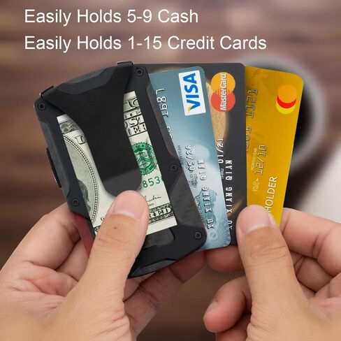محفظة YIJINSHENG مع علامة هوائية للرجال، جيب أمامي بسيط، حامل بطاقة الائتمان، محافظ معدنية نحيفة مع علامة هوائية RFID لحجب النقود للرجال، محفظة مخفية in Kuwait